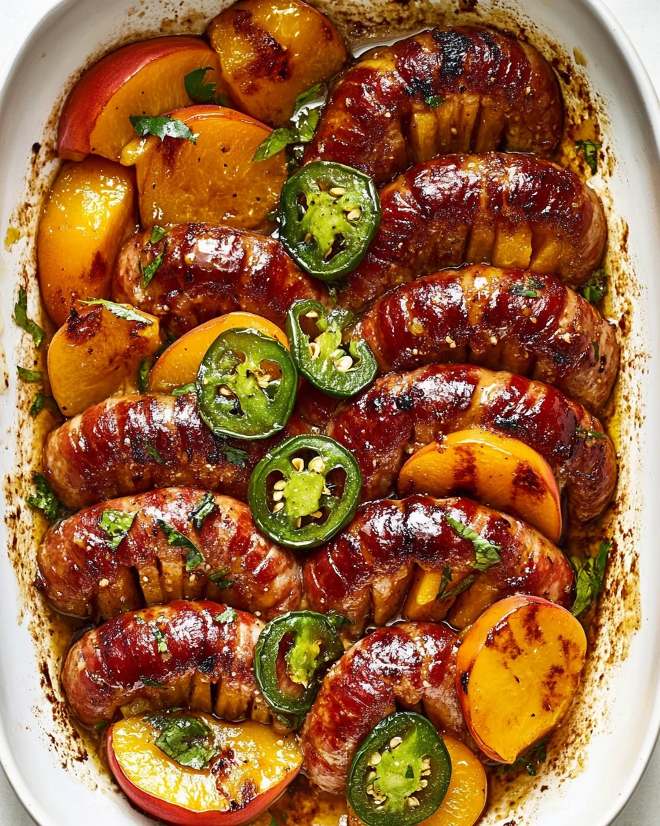 Savory Jalapeno Peach Hasselback Kielbasa Delight - additional image