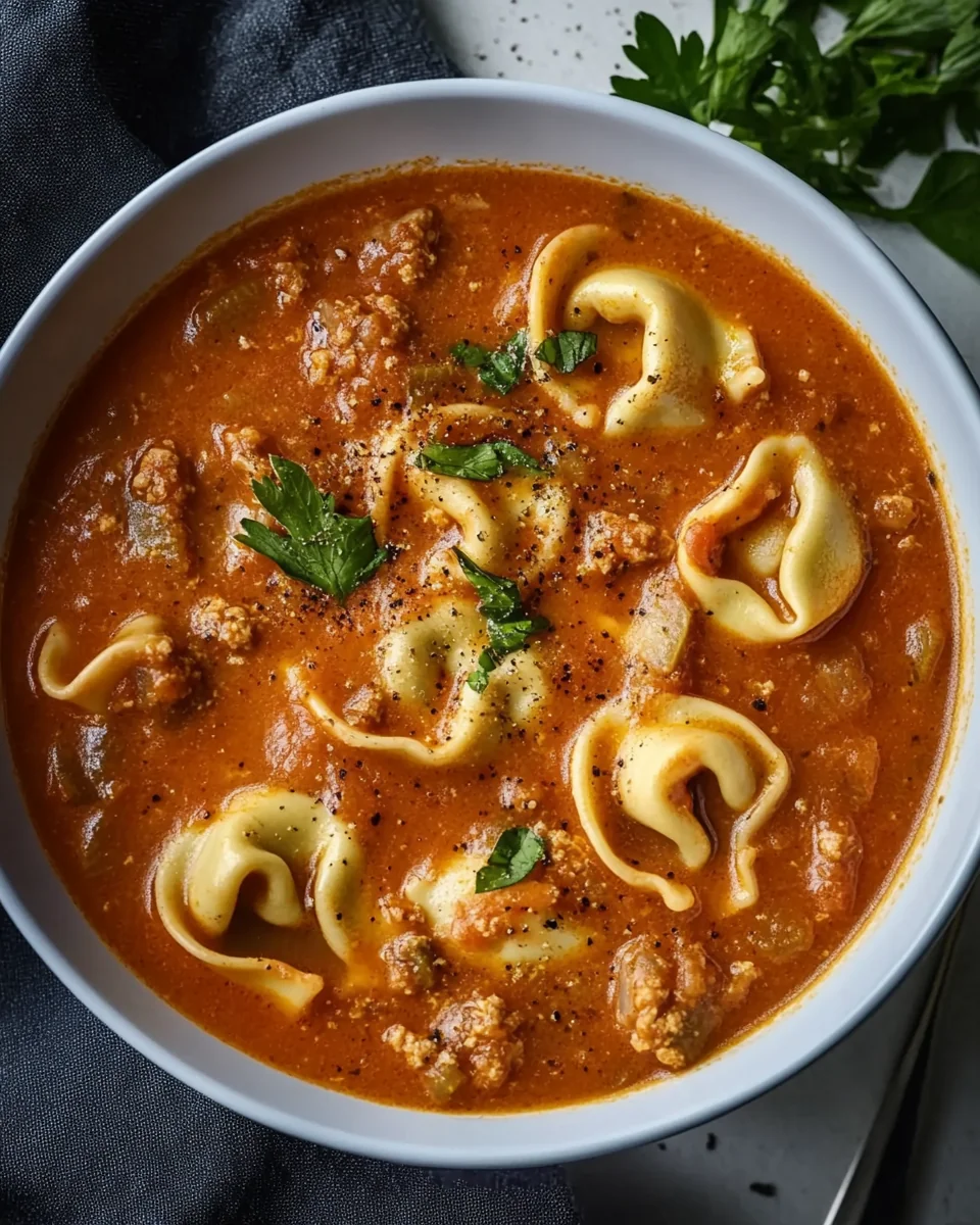 Savory Lasagna Soup with Tortellini for Cozy Nights