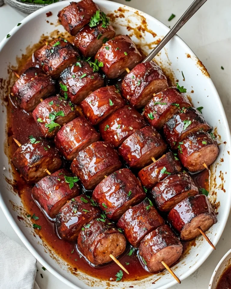 Savory Maple BBQ Hasselback Kielbasa Bites