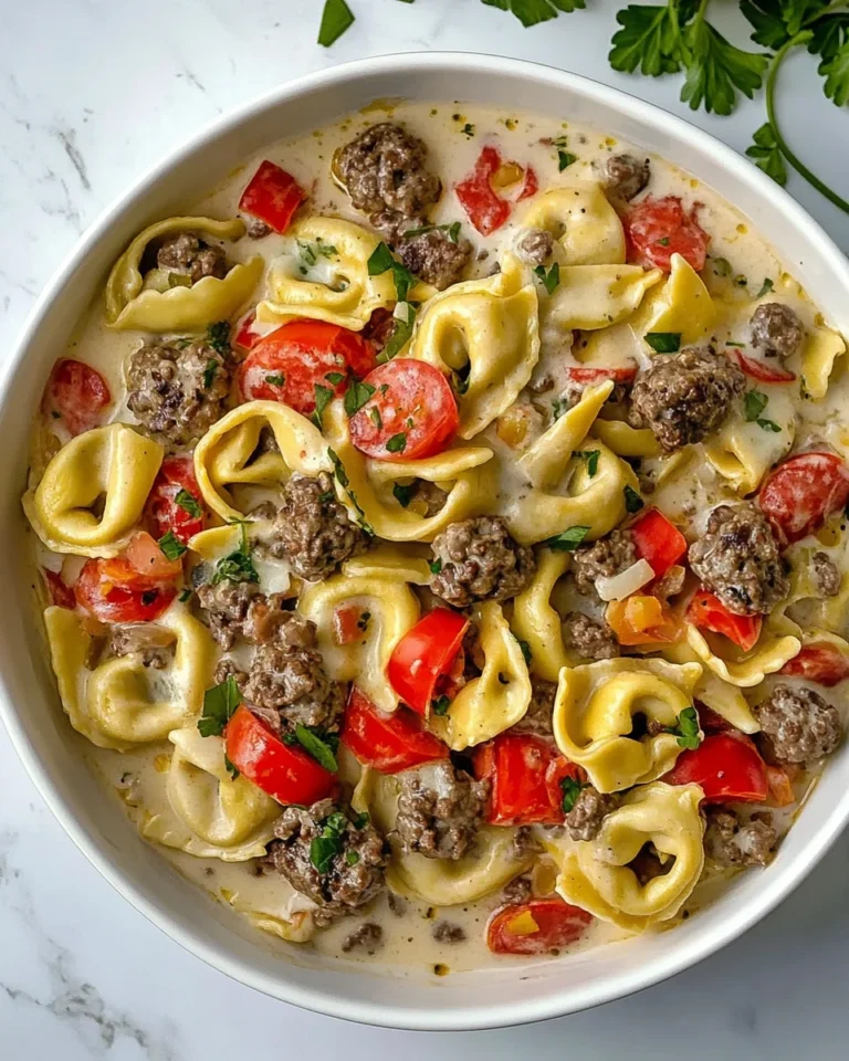 One-Pot Cheesy Tortellini with Savory Burger Flavor