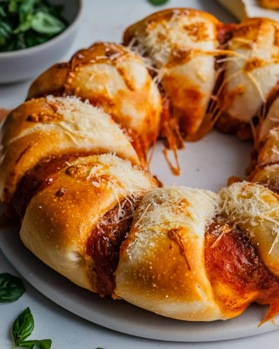 Savory Homemade Pizza Bomb Wreath