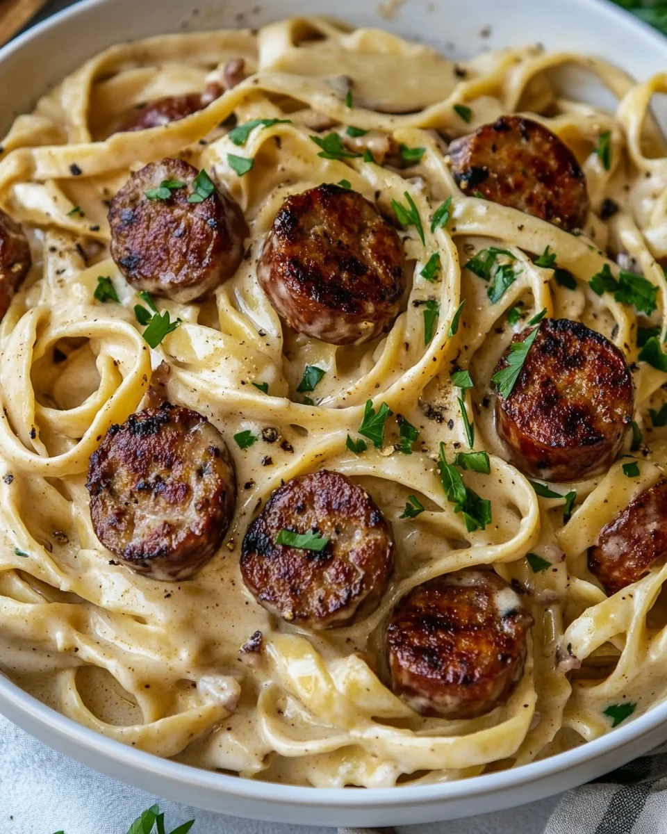 Simple Cajun Sausage Alfredo Pasta - additional image