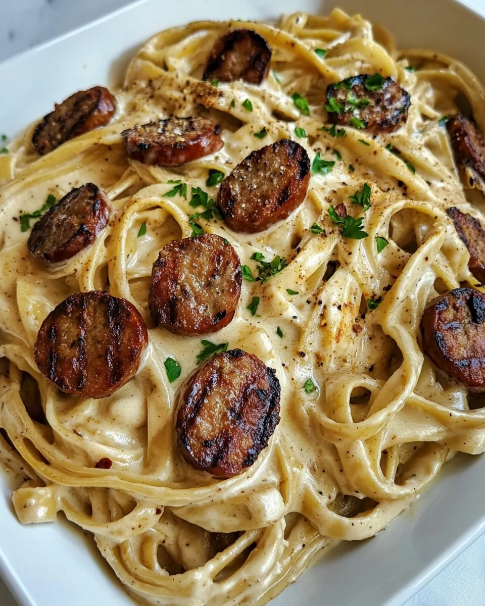 Simple Cajun Sausage Alfredo Pasta - additional image