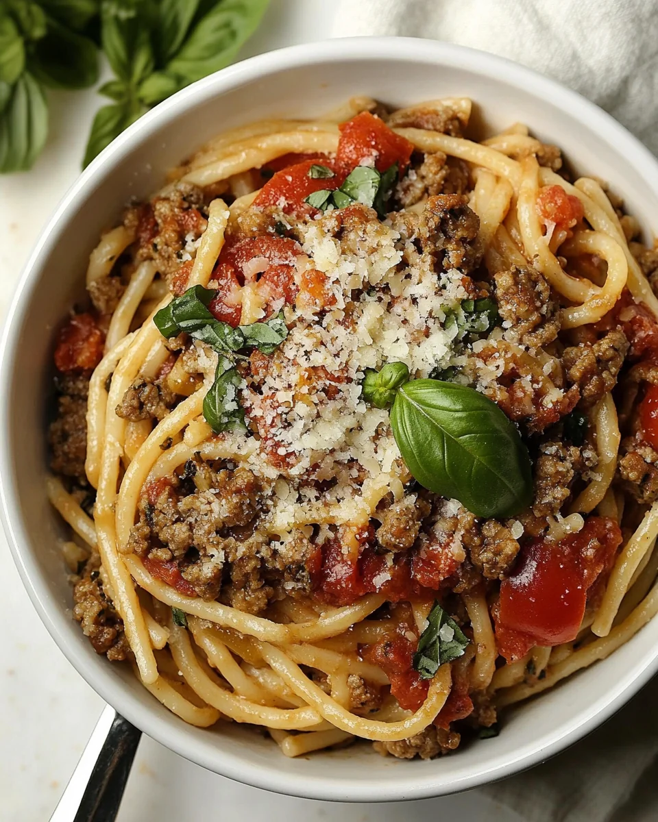 Homemade Tomato Basil Pasta with Savory Italian Sausage - additional image
