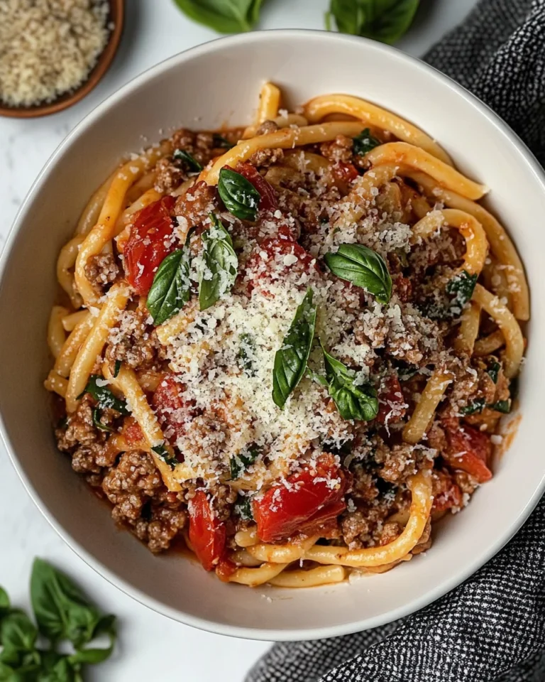 Homemade Tomato Basil Pasta with Savory Italian Sausage