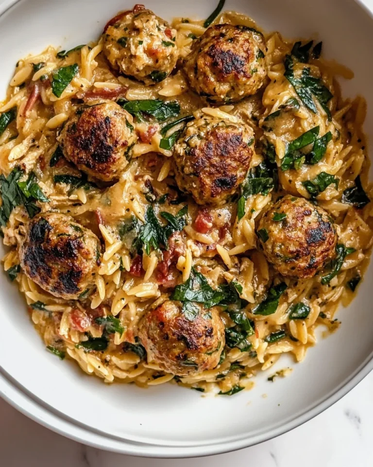 Savory Tuscan Chicken Meatball Orzo One-Pot Meal