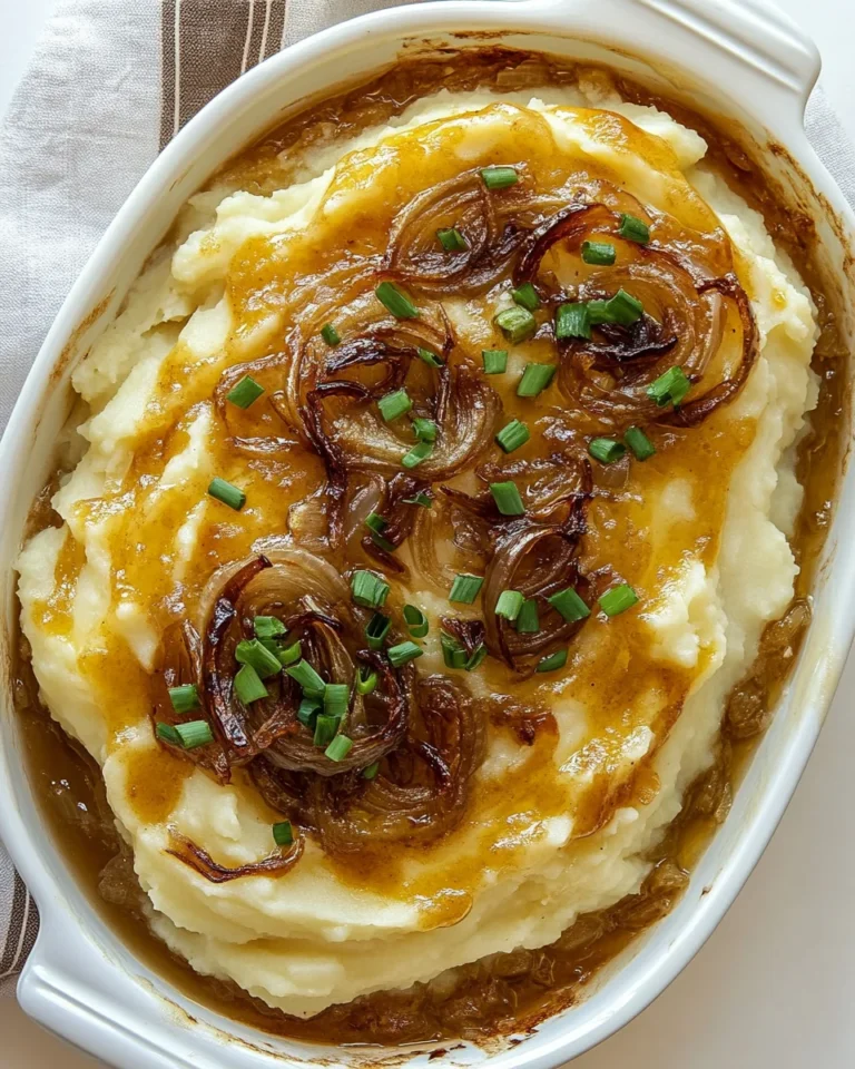 Savory Twice Baked French Onion Mashed Potatoes