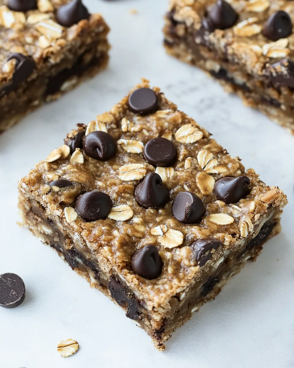 5 Ingredient Almond Butter Oatmeal Chocolate Chip Cookie Bars