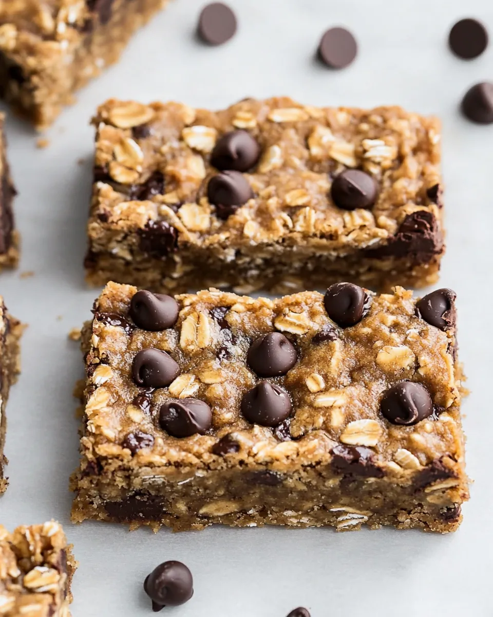 5 Ingredient Almond Butter Oatmeal Chocolate Chip Cookie Bars
