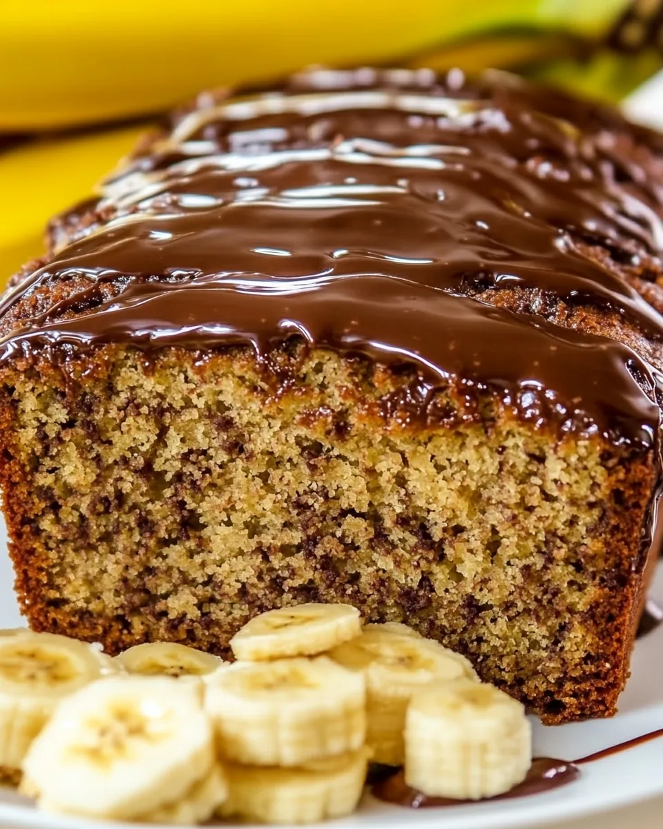 Banana Bread with Chocolate Glaze