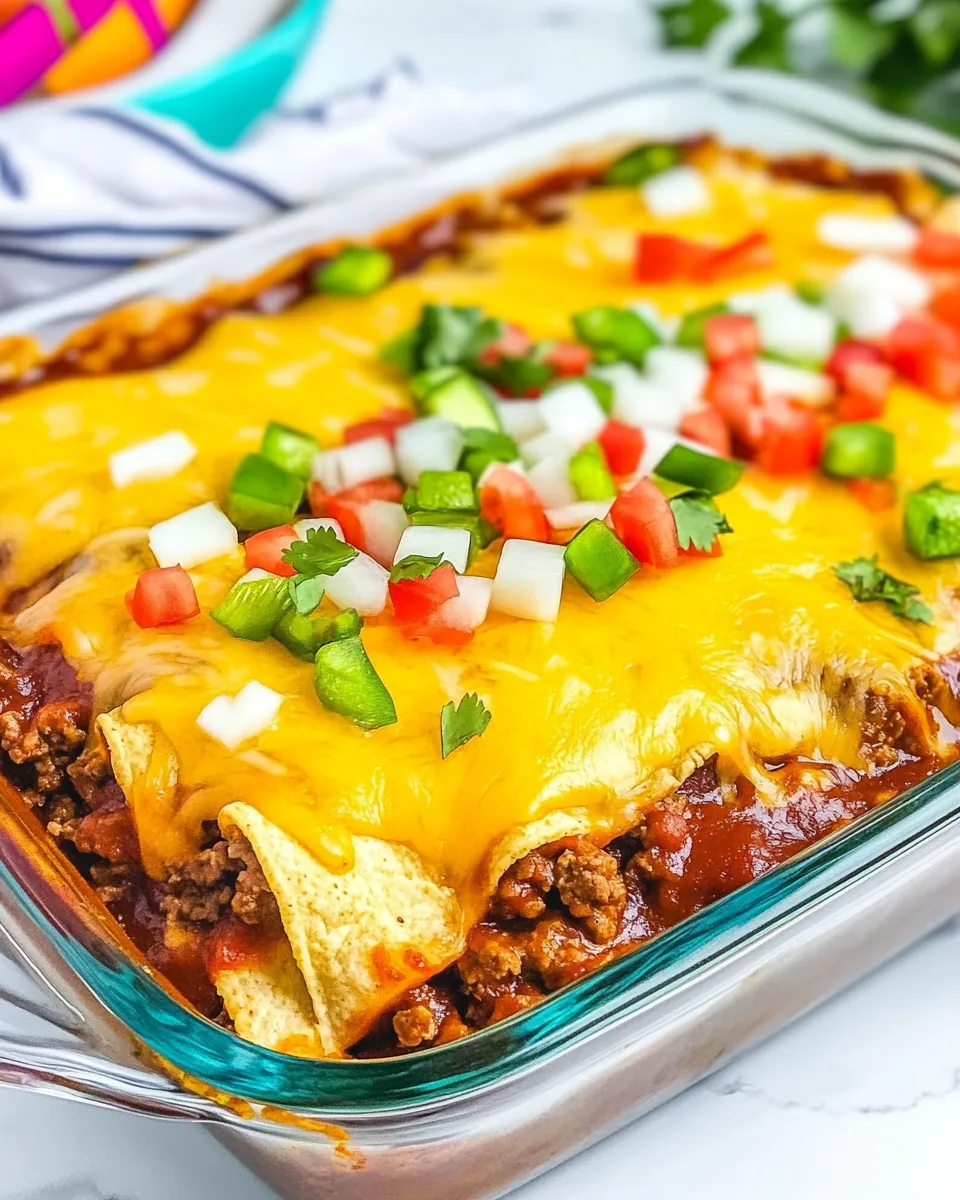 Beef Cheese Enchilada Casserole