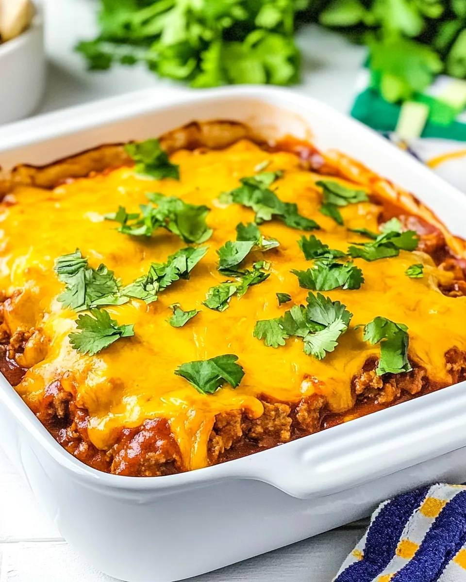 Beef Cheese Enchilada Casserole