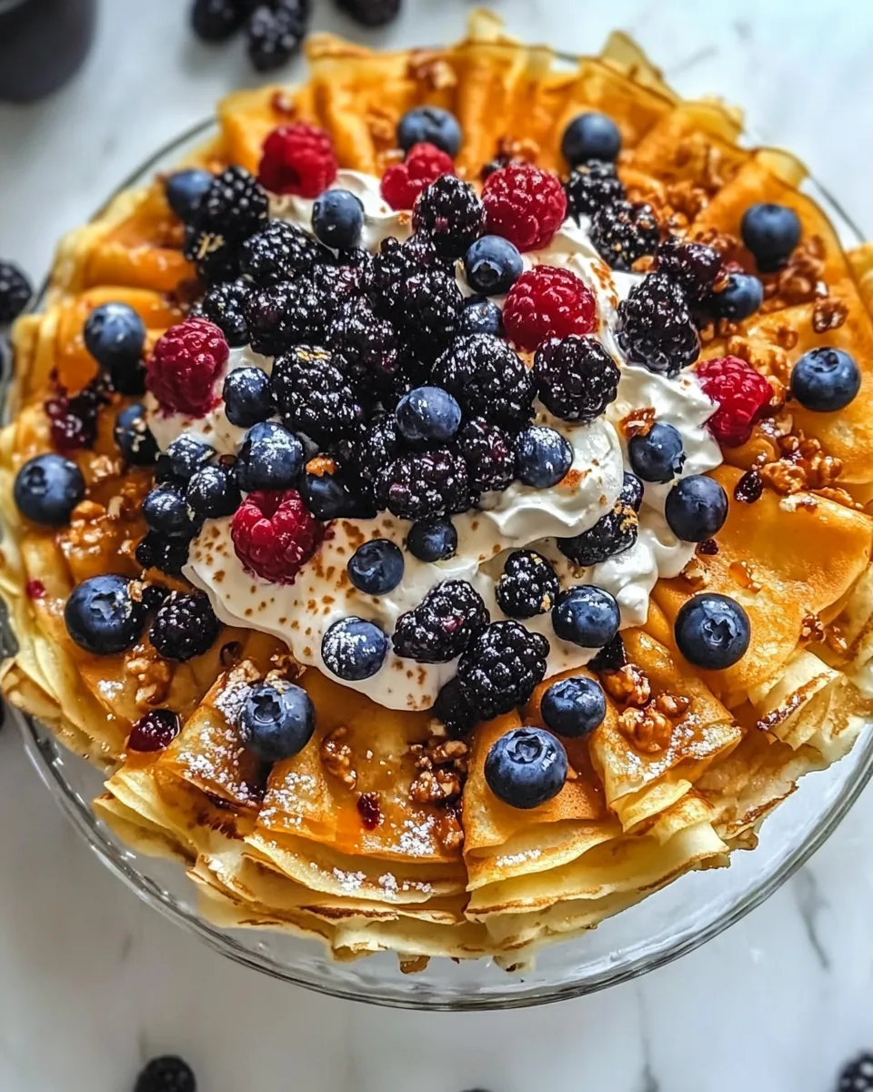 Berry Jam Mascarpone Crêpe Cake