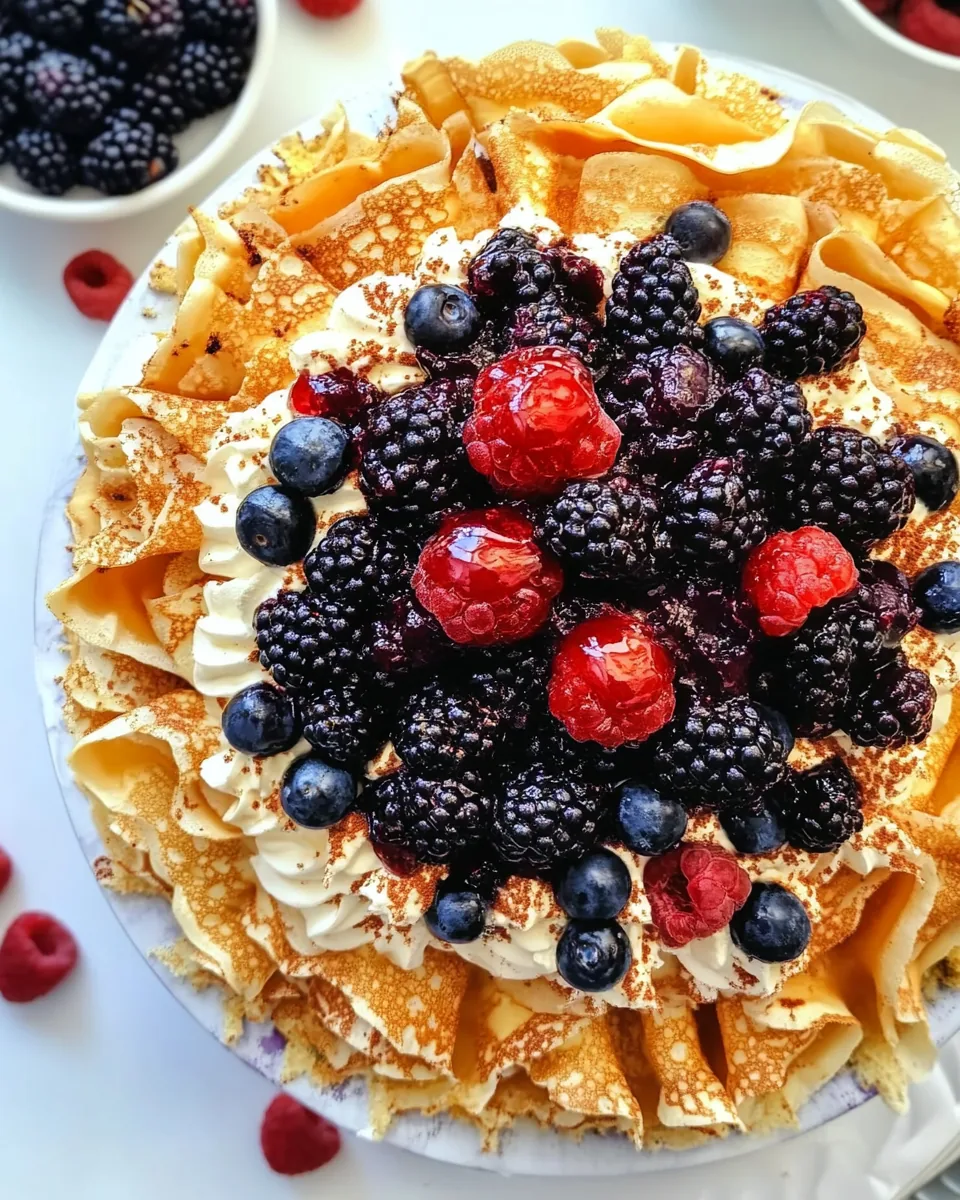 Berry Jam Mascarpone Crêpe Cake