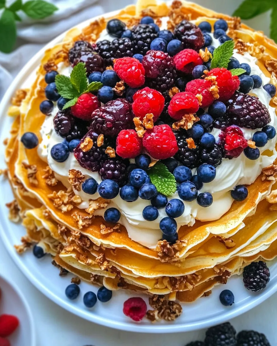 Berry Jam Mascarpone Crêpe Cake