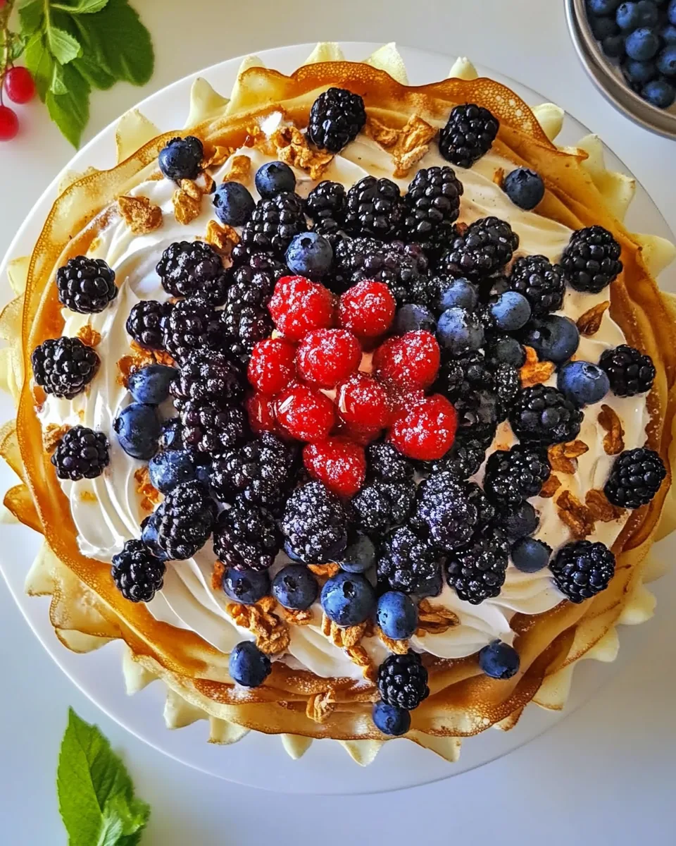 Berry Jam Mascarpone Crêpe Cake