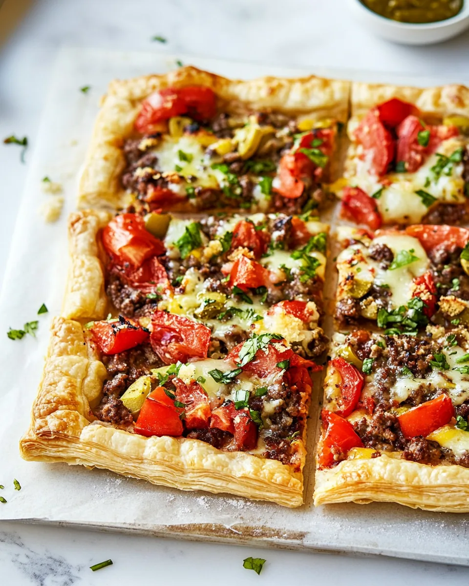 Cheeseburger Puff Pastry Pizza