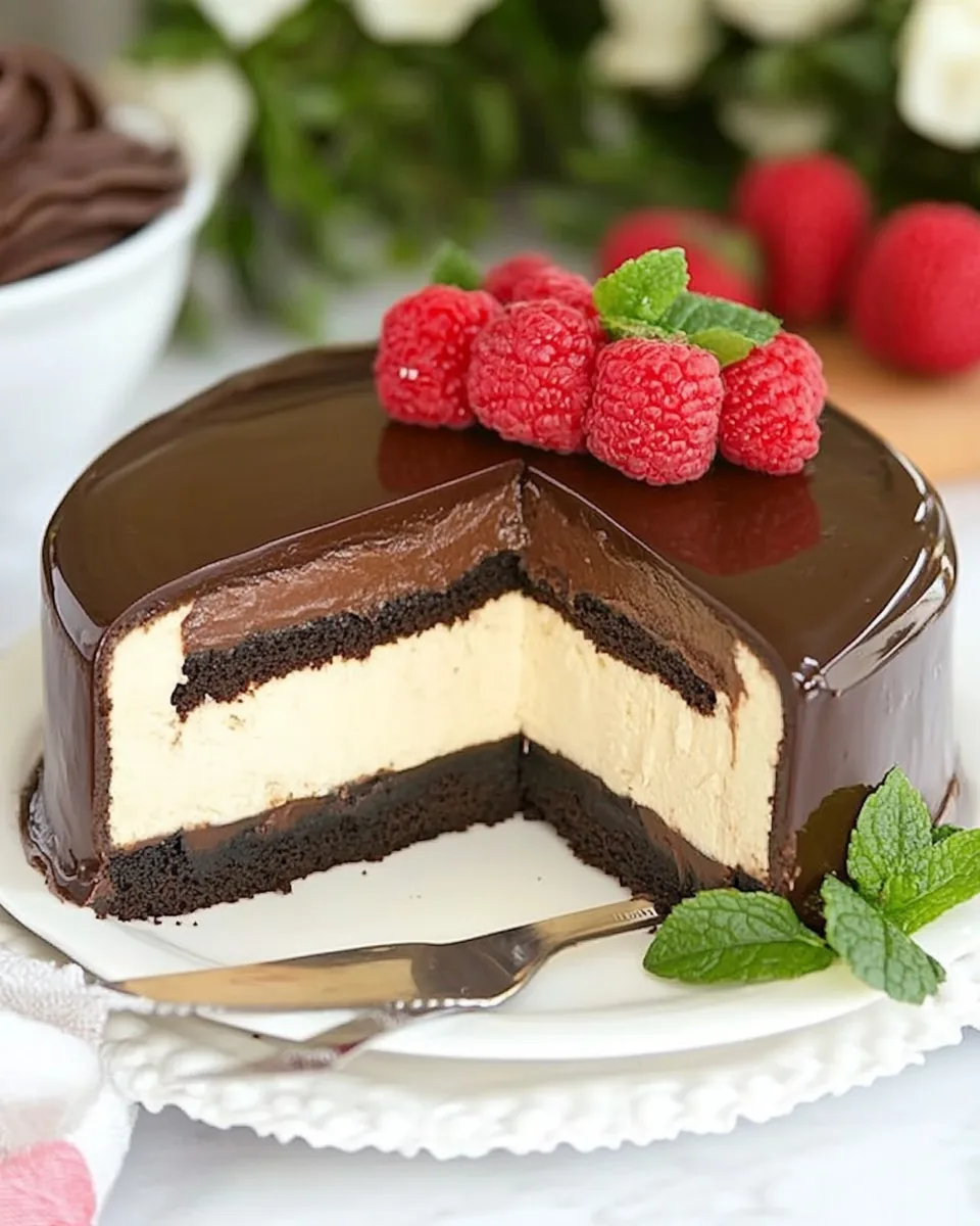 Cheesecake Filled Chocolate Cake