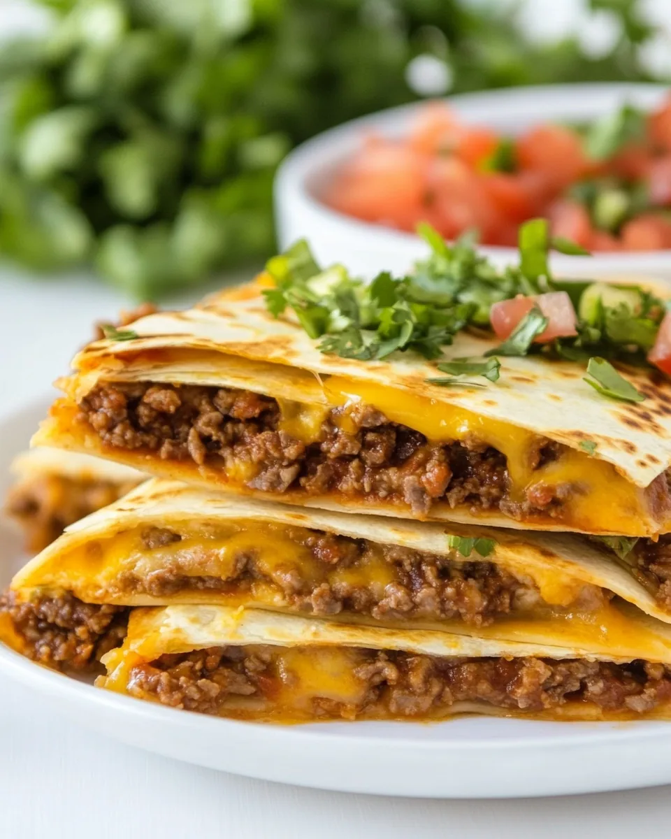 Cheesy Beef Quesadillas