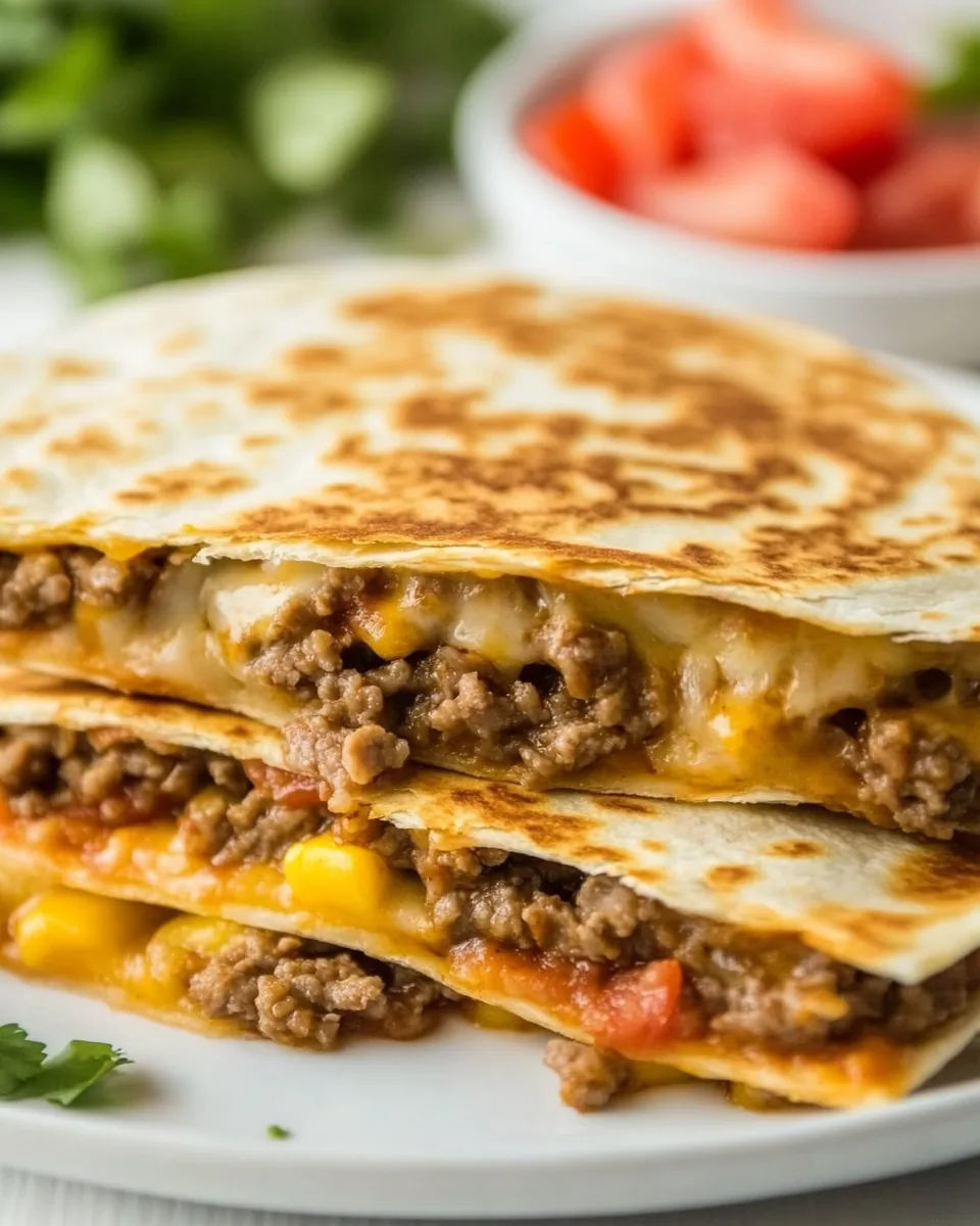 Cheesy Beef Quesadillas
