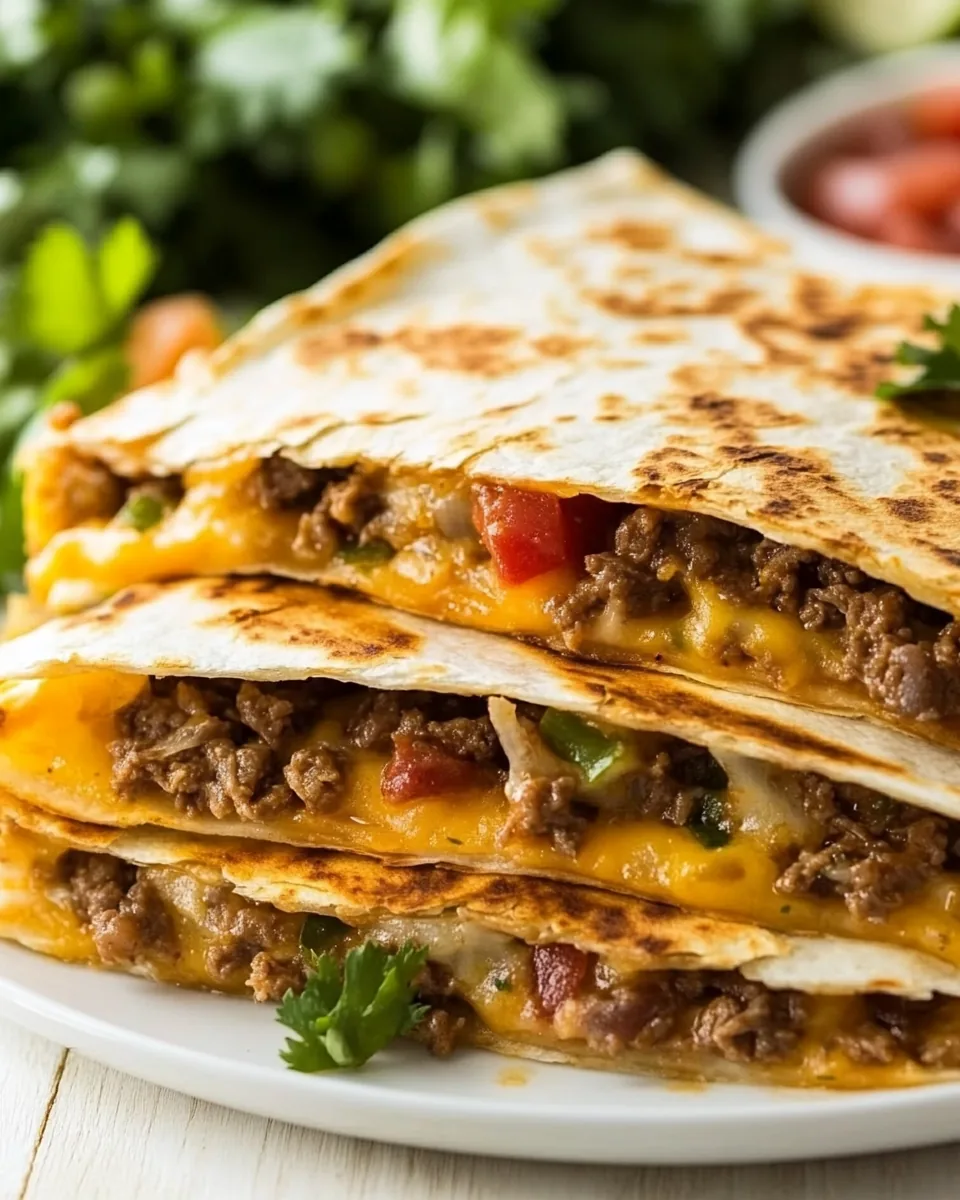 Cheesy Beef Quesadillas