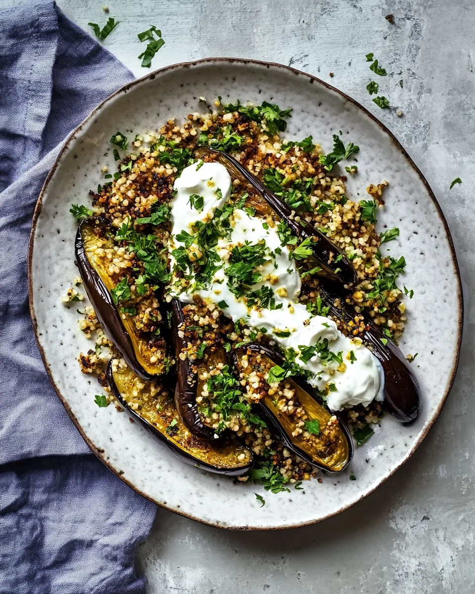 Chermoula Aubergines with Bulgar and Yoghurt