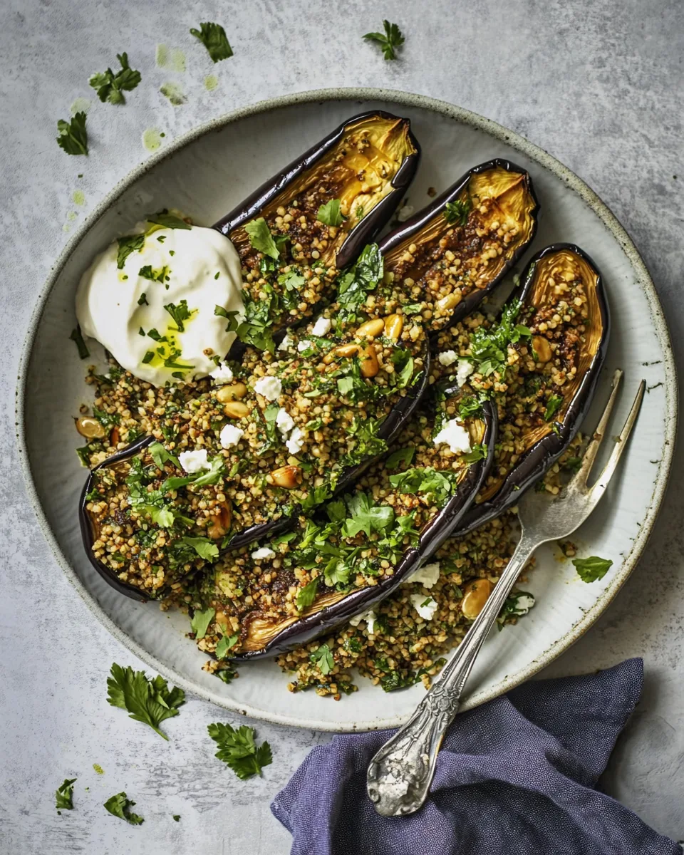 Chermoula Aubergines with Bulgar and Yoghurt