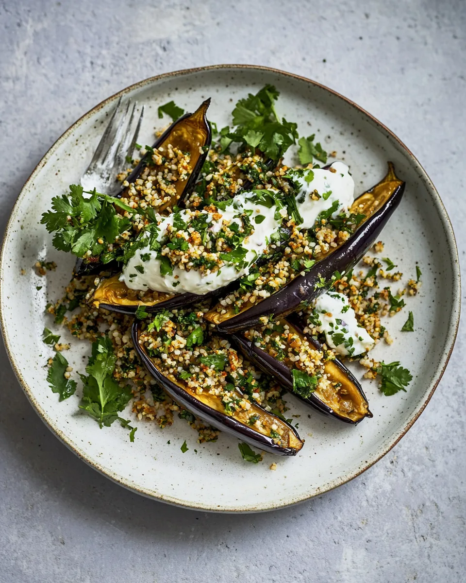 Chermoula Aubergines with Bulgar and Yoghurt