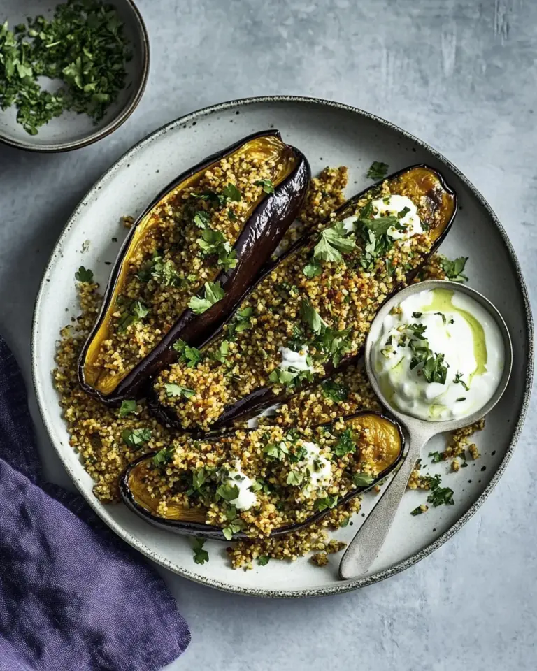 Chermoula Aubergines with Bulgar and Yoghurt