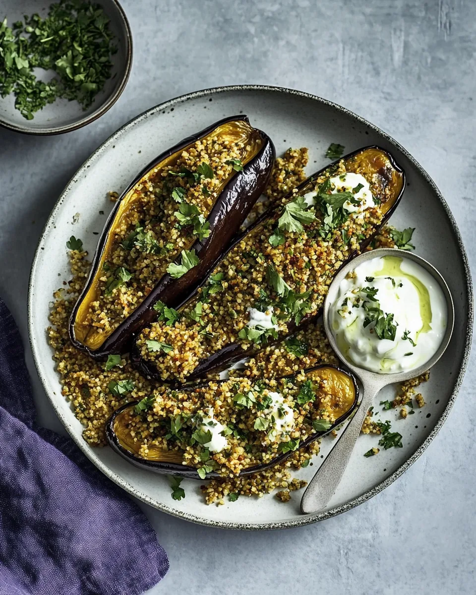 Chermoula Aubergines with Bulgar and Yoghurt