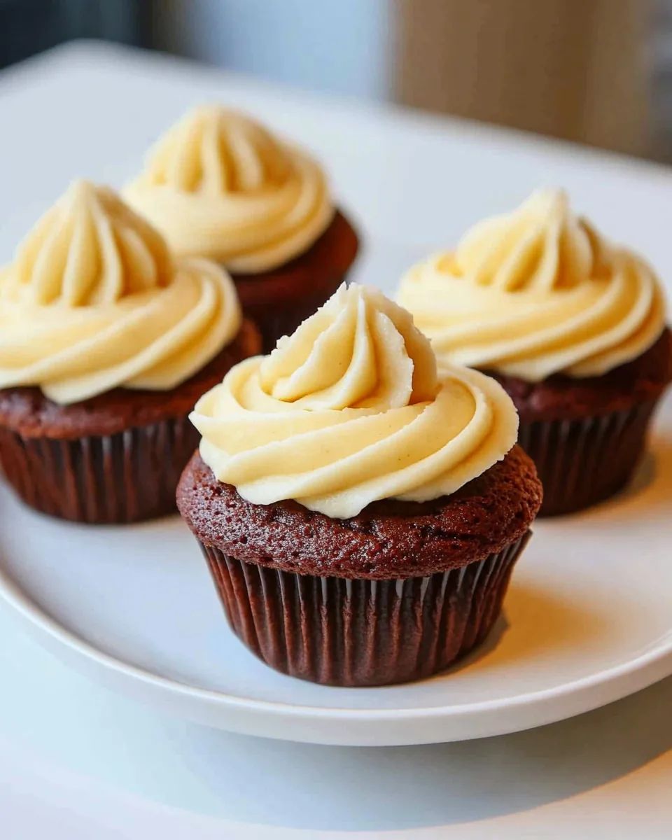Chocolate Cupcakes with Vanilla Frosting