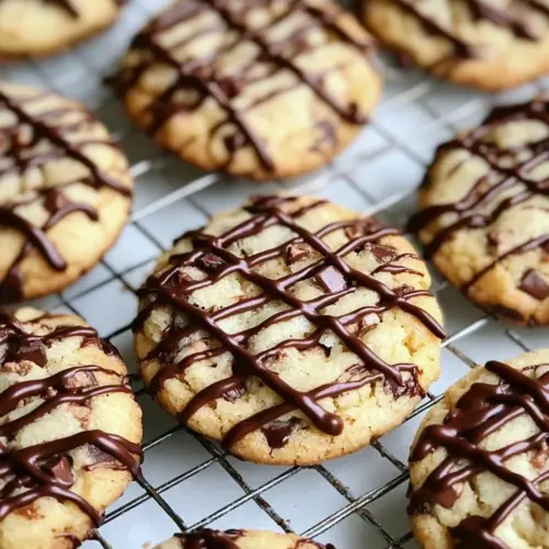 Chocolate Drizzled Toffee Chocolate Chip Cookies