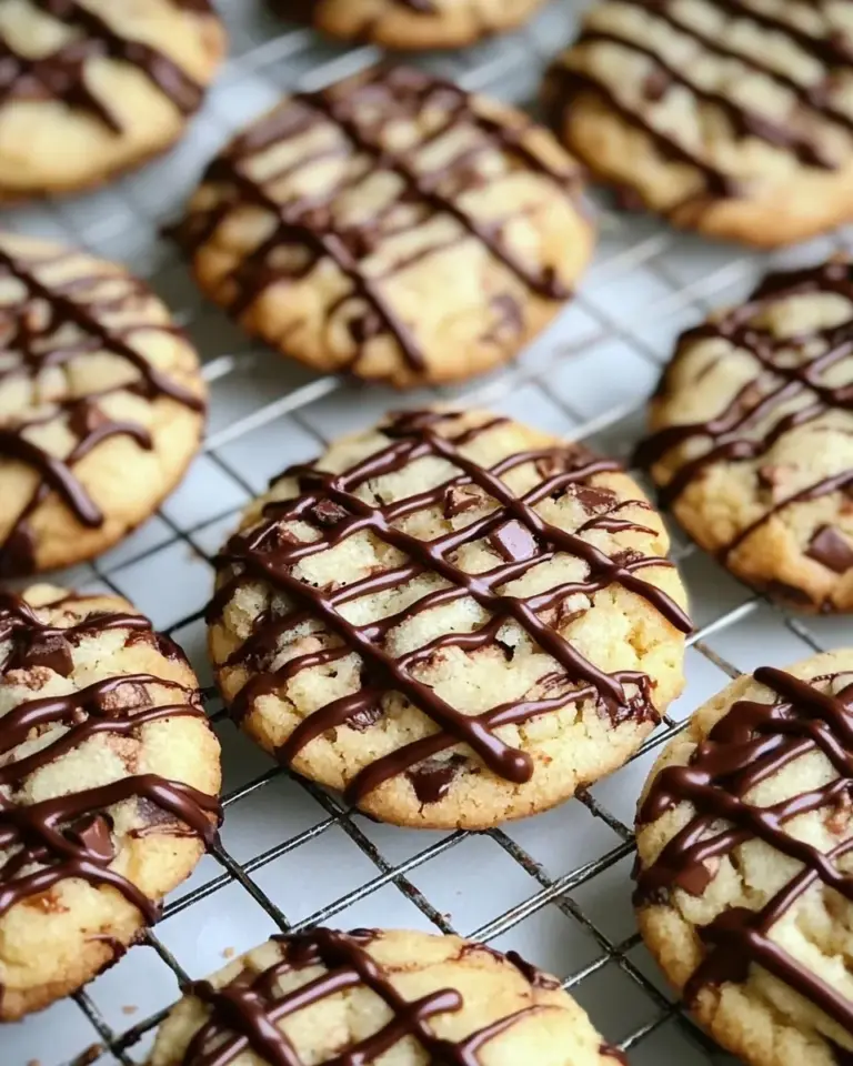 Chocolate Drizzled Toffee Chocolate Chip Cookies