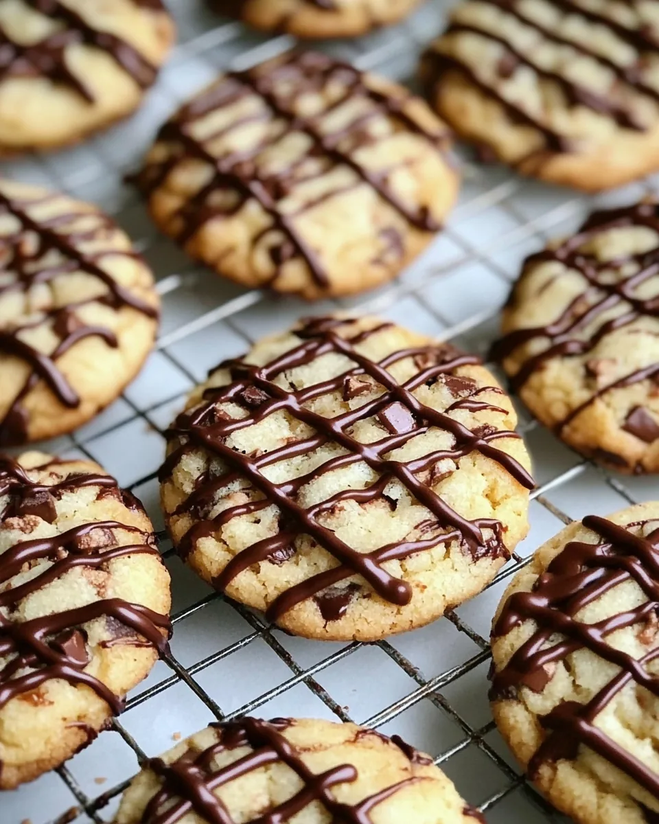 Chocolate Drizzled Toffee Chocolate Chip Cookies