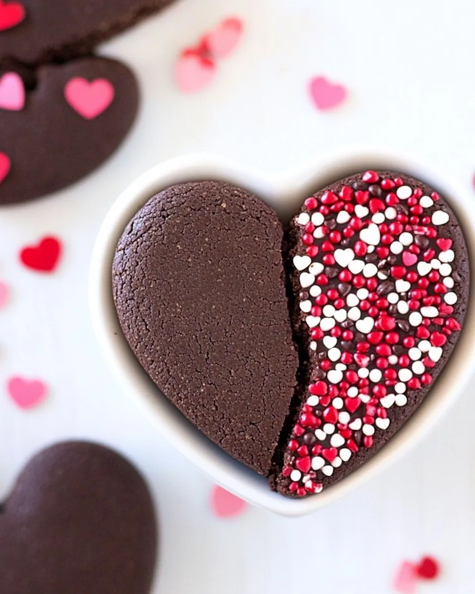 Chocolate Shortbread Heart Cookies