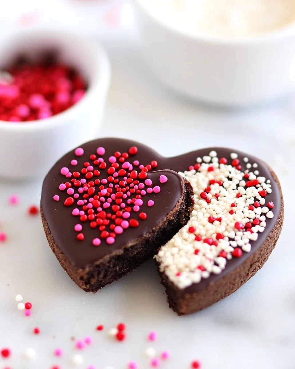 Chocolate Shortbread Heart Cookies