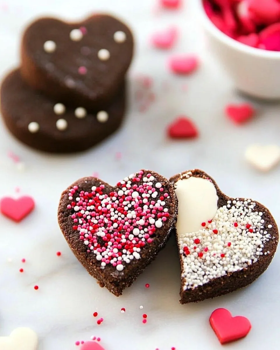 Chocolate Shortbread Heart Cookies