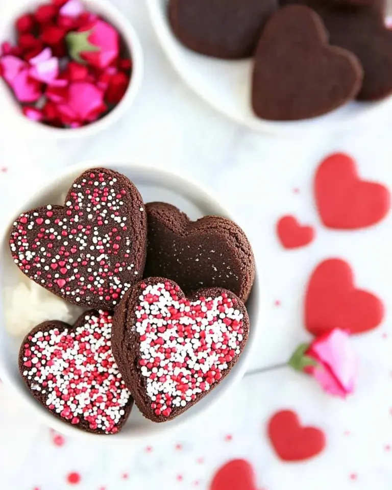 Chocolate Shortbread Heart Cookies