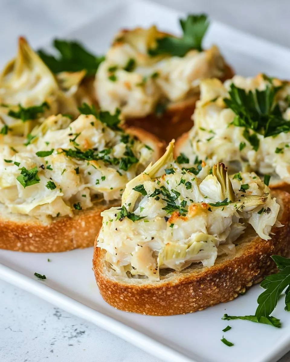 Crab Artichoke Toasts