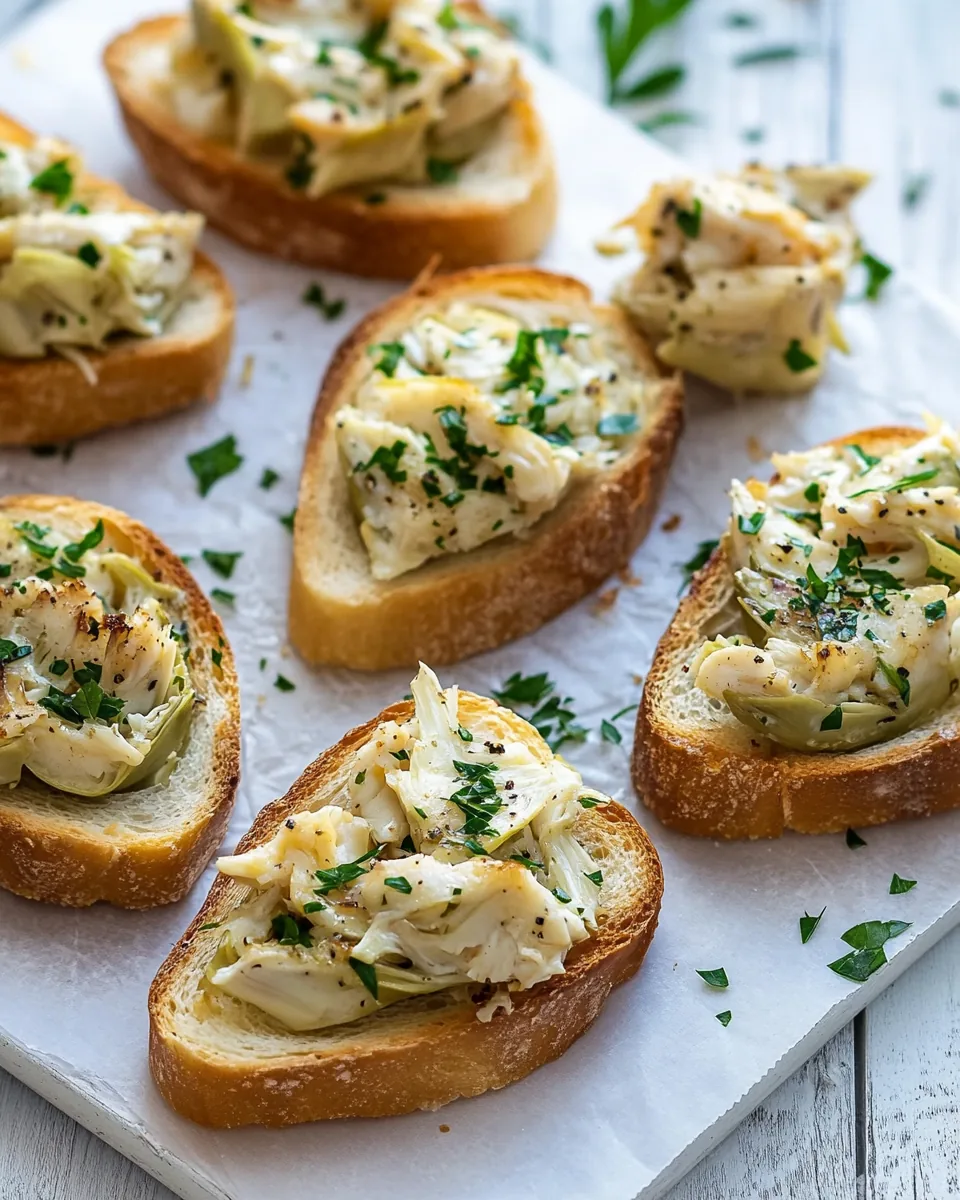Crab Artichoke Toasts