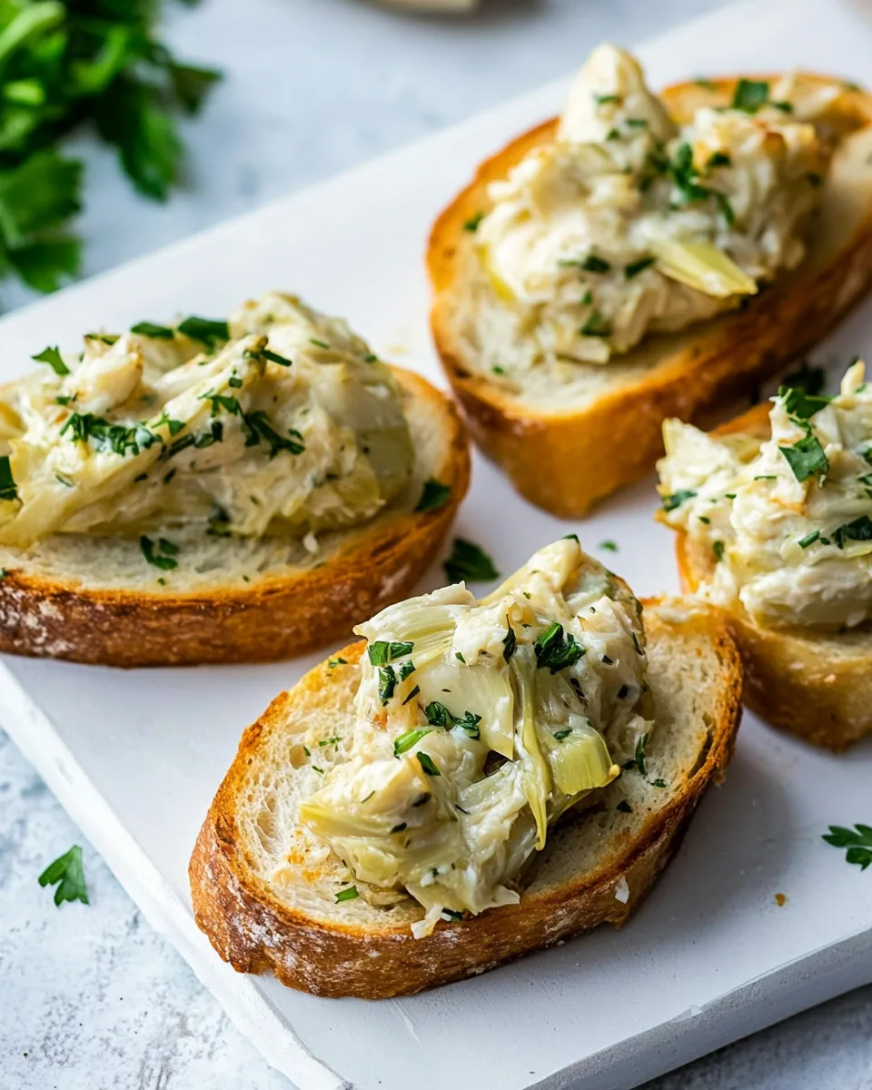 Crab Artichoke Toasts