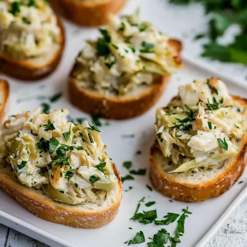 Crab Artichoke Toasts