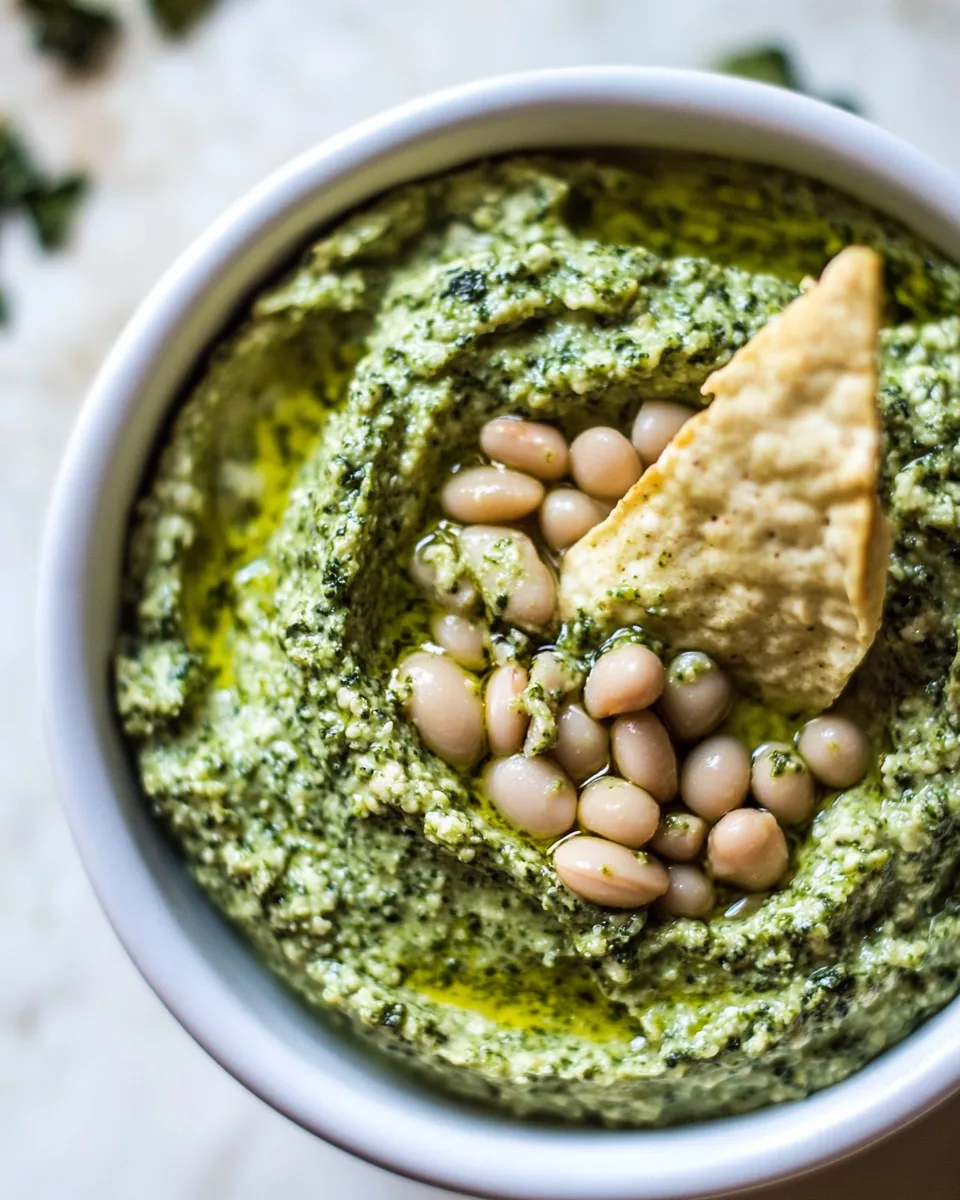 Creamy Kale Pesto White Bean Dip