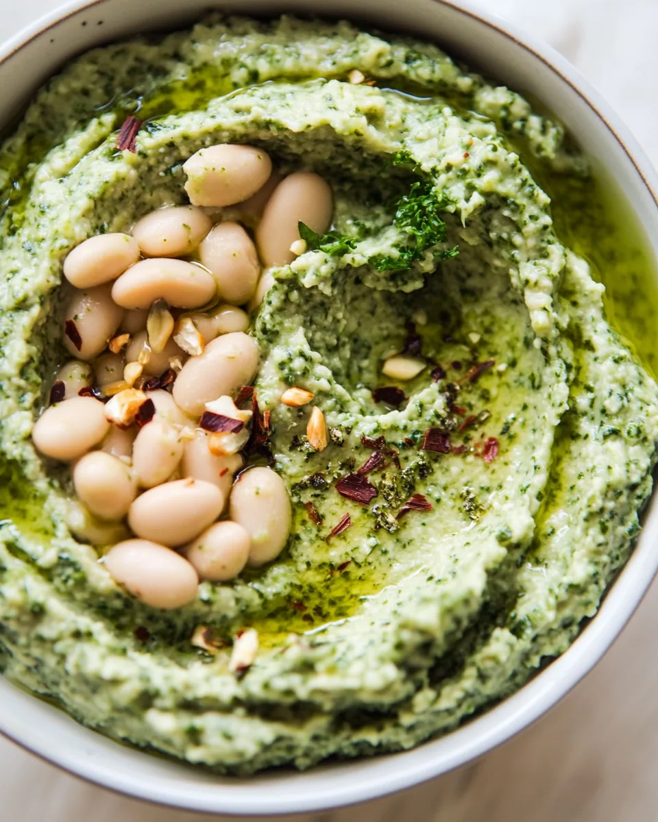 Creamy Kale Pesto White Bean Dip