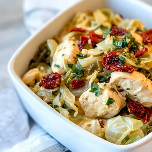 Creamy Sun Dried Tomato Chicken and Cabbage
