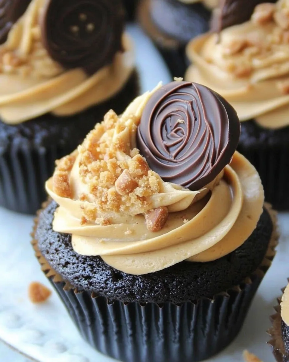 Dark Chocolate Peanut Butter Cupcakes