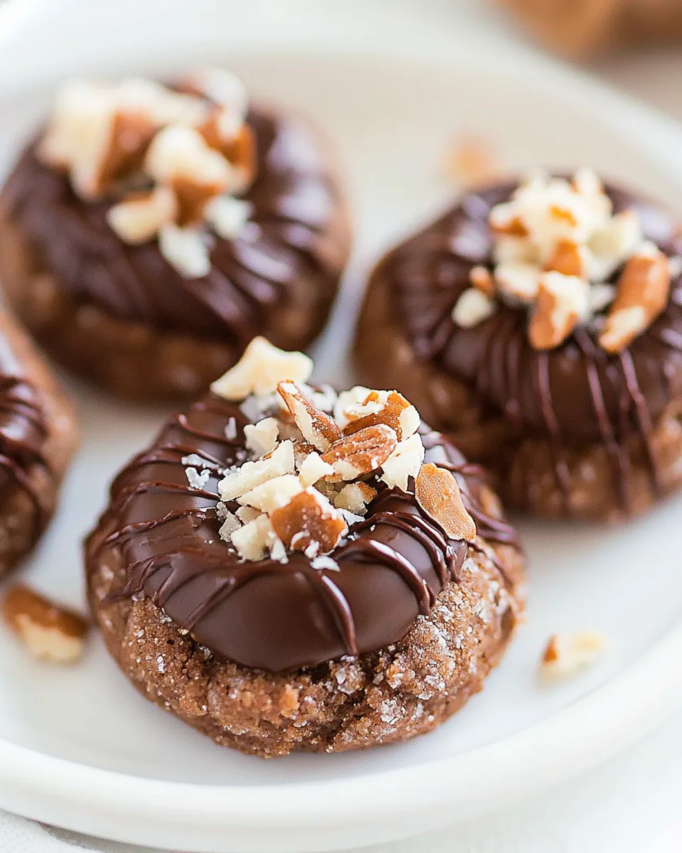 German Chocolate Thumbprint Cookies