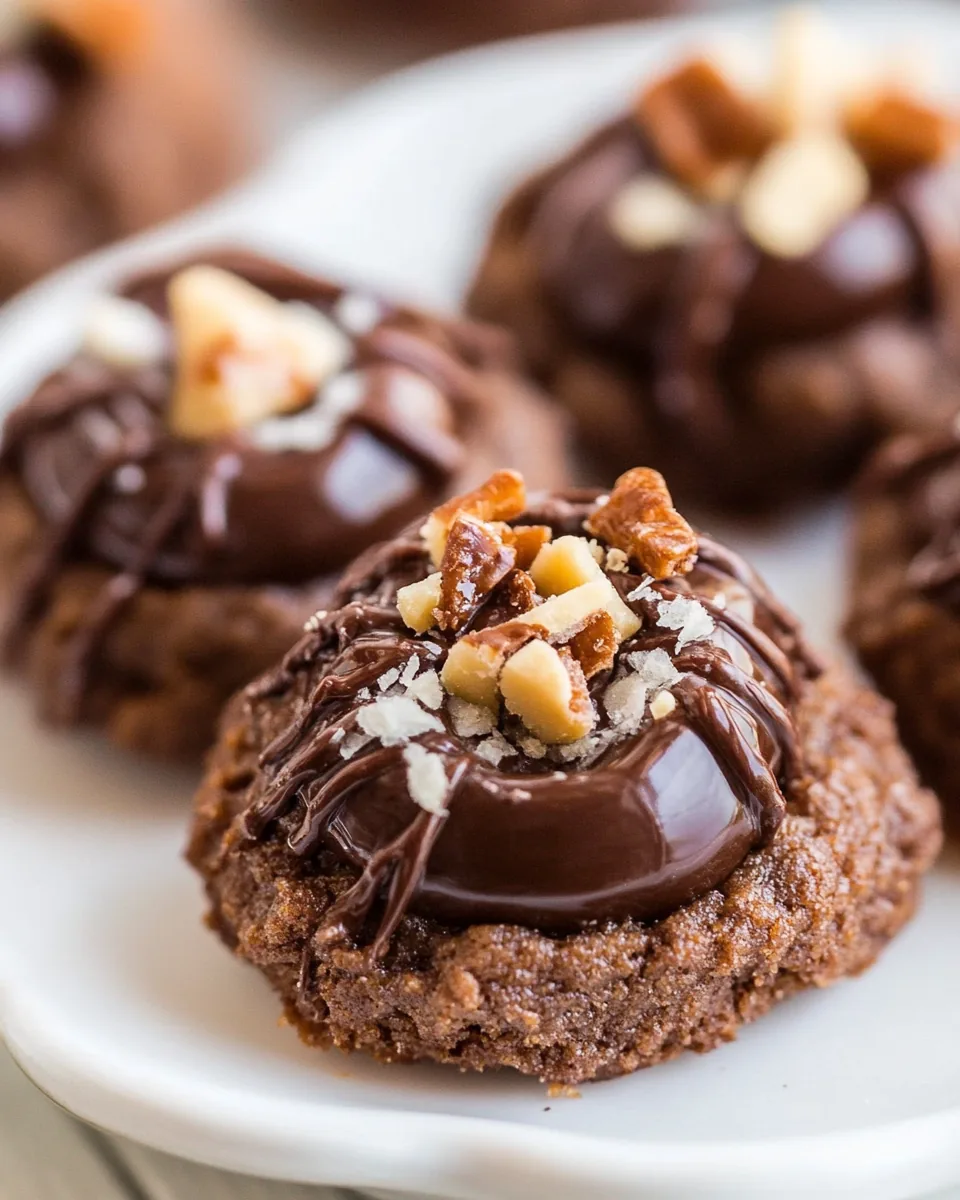 German Chocolate Thumbprint Cookies