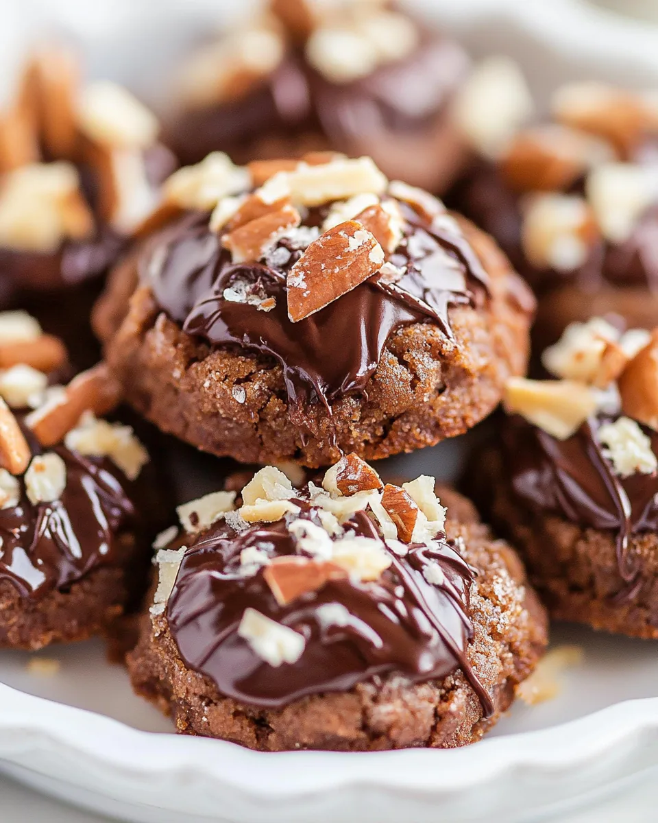 German Chocolate Thumbprint Cookies