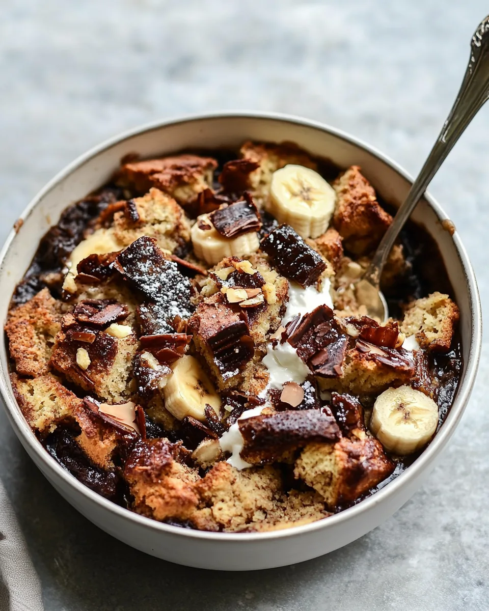 Gluten Free Chunky Monkey Banana Bread Pudding